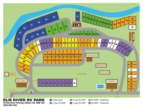 Elm River RV Park and Campground Site Map